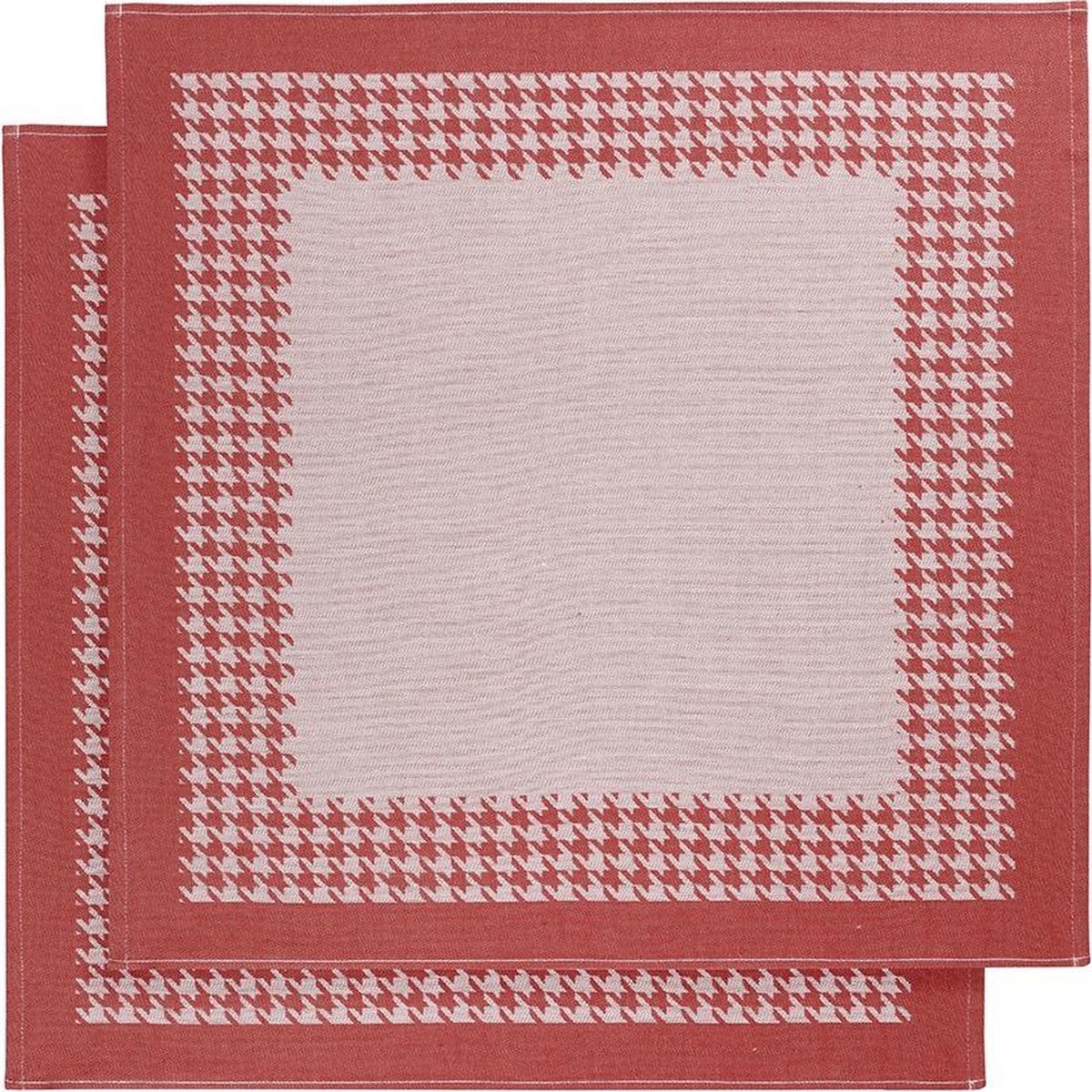 De Witte Lietaer Pied de Poule - Theedoek - 66x66 cm - Set van 2 - Red