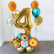 Verjaardag ballonnen set - Thema: Dieren - 4 jaar (19-delige set)