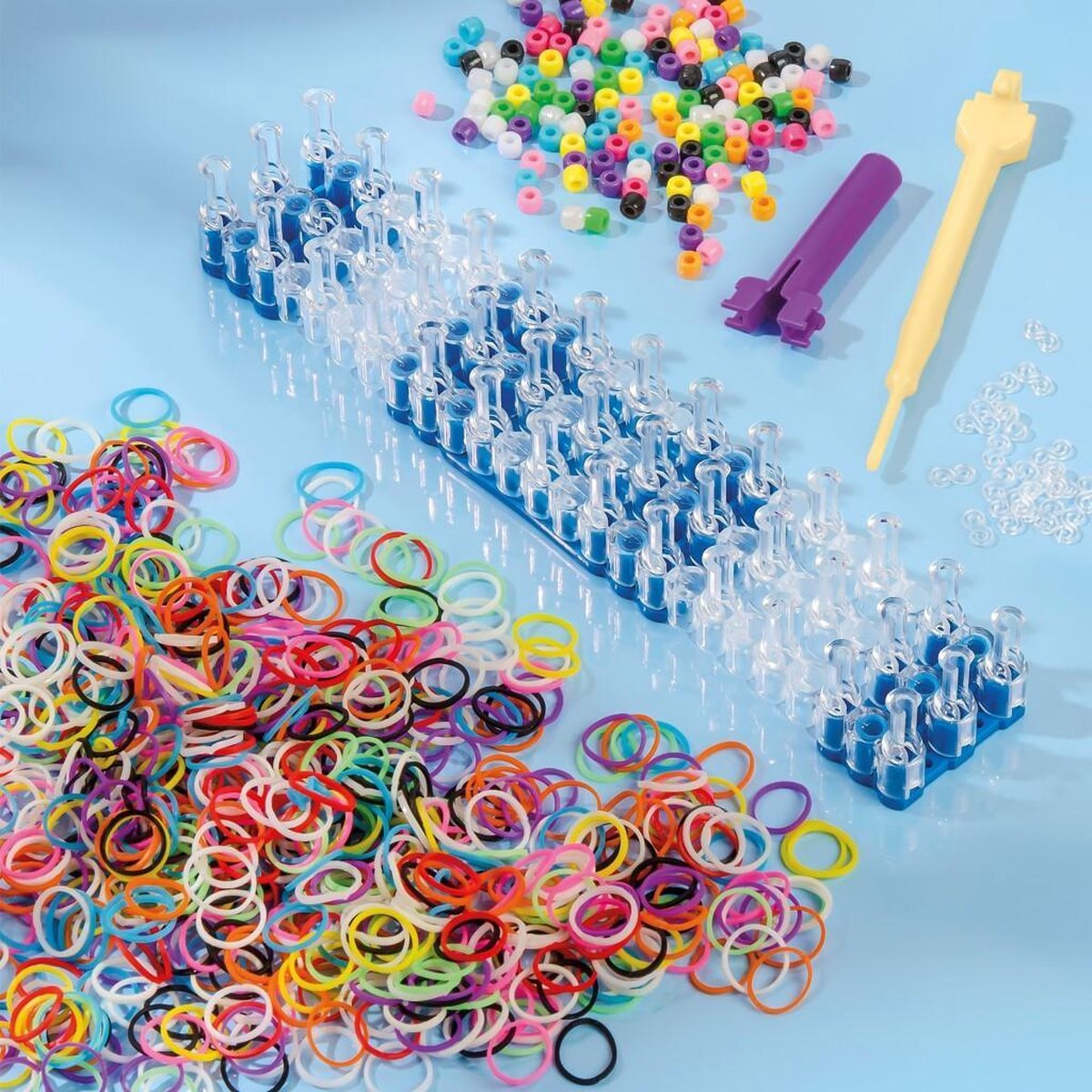 Totum Loom I do - loomset met tool en loom elastiekjes om armbandjes te maken - complete knutselset regenboogthema