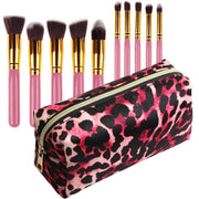 Evvie set van 10 make-up kwasten kabuki - Roze-Goud