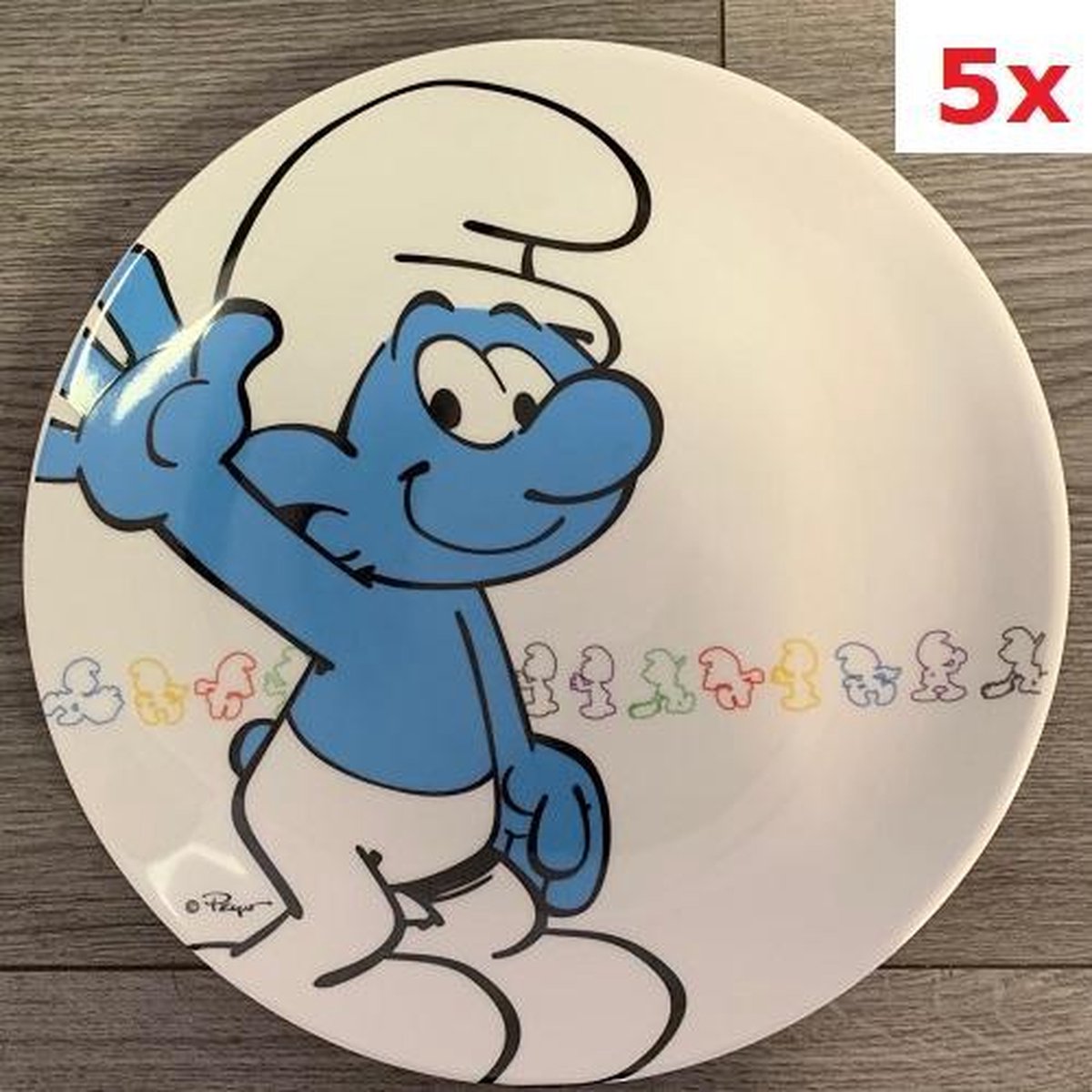 5 Smurfen borden keramiek (23 cm)
