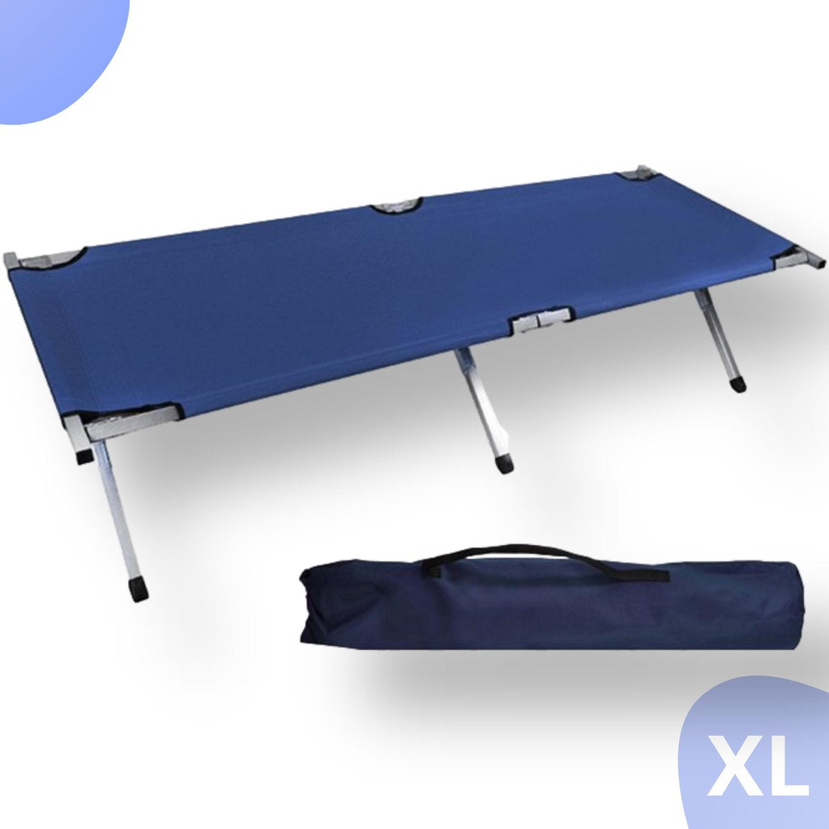 Veldbed 1 Persoon - Stretcher - Kampeerbed - Vouwbed - Campingbed Volwassenen - Opvouwbaar Bed - Reisbed - 110kg - Blauw