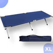 Veldbed 1 Persoon - Stretcher - Kampeerbed - Vouwbed - Campingbed Volwassenen - Opvouwbaar Bed - Reisbed - 110kg - Blauw