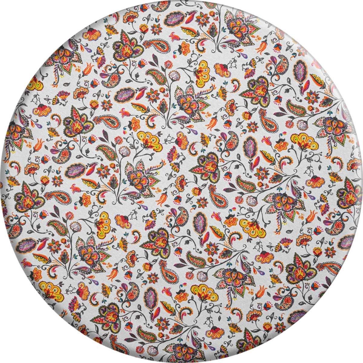MixMamas Rond Tafelkleed Gecoat - Ø 140 cm - Paisley oker