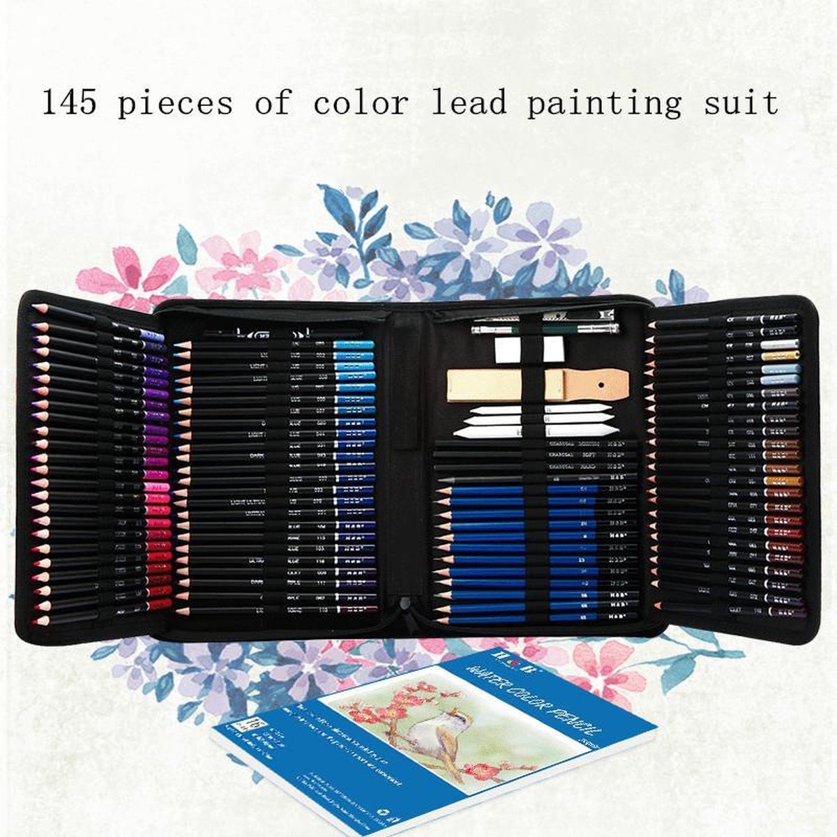 145 stuks Tekening Schets Potloden Grafiet Houtskool Olie Gekleurde Pen Set Draagtas voor Kunst Studenten School Schilderen