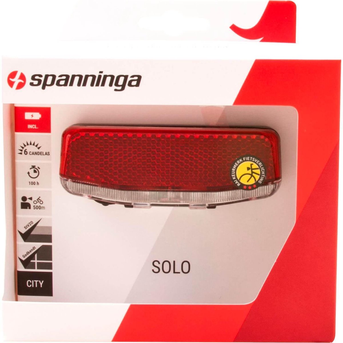 Spanninga Solo Fiets achterlicht - Batterij