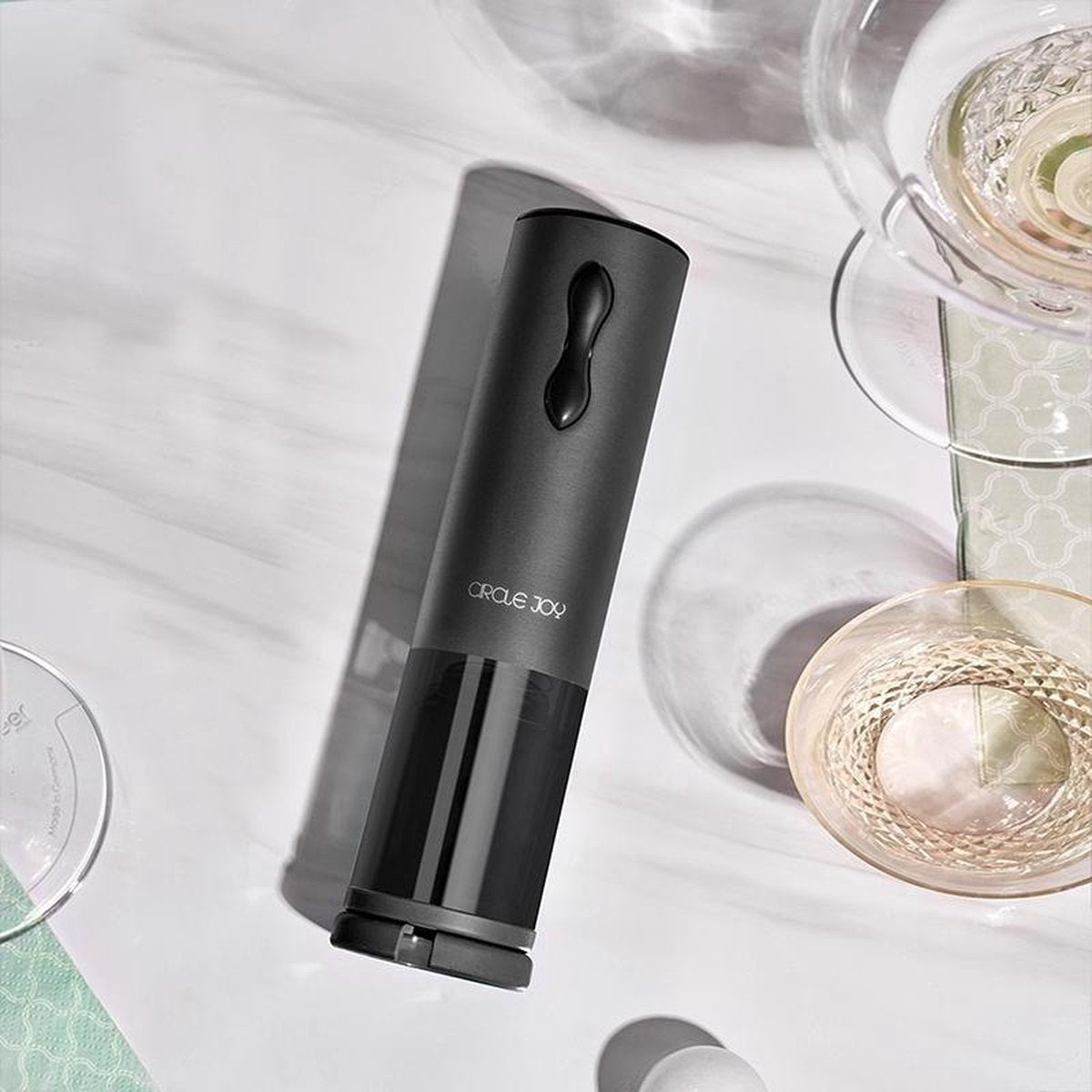 Originele Xiaomi cirkel vreugde automatische rode wijn fles opener elektrische corkscrew folie Cutter kurk uit gereedschap (zwart)