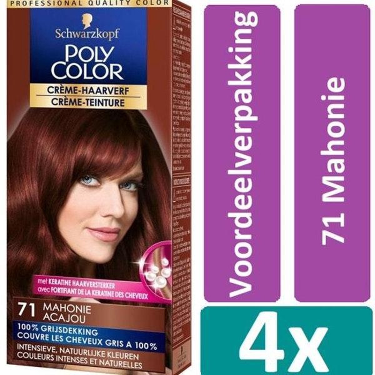 Poly Color 71 Mahonie Haarverf 4 stuks Voordeelverpakking