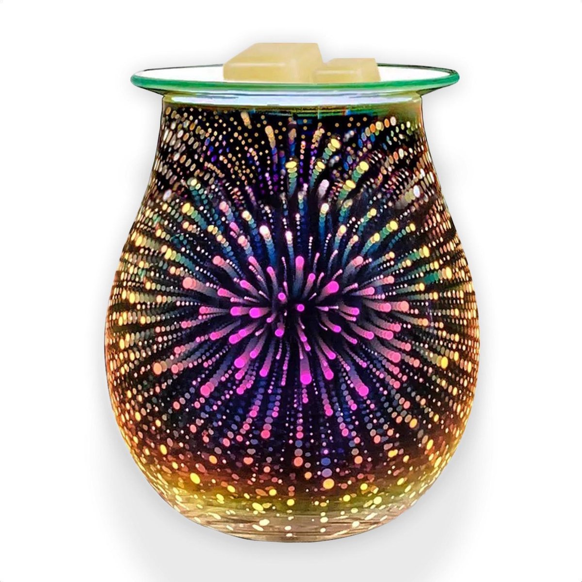 SensaHome Glazen 3D Aroma Diffuser Wax Brander - Nachtlamp met Kleurrijke LED-verlichting - Aroma Vernevelaar - Galaxy 5