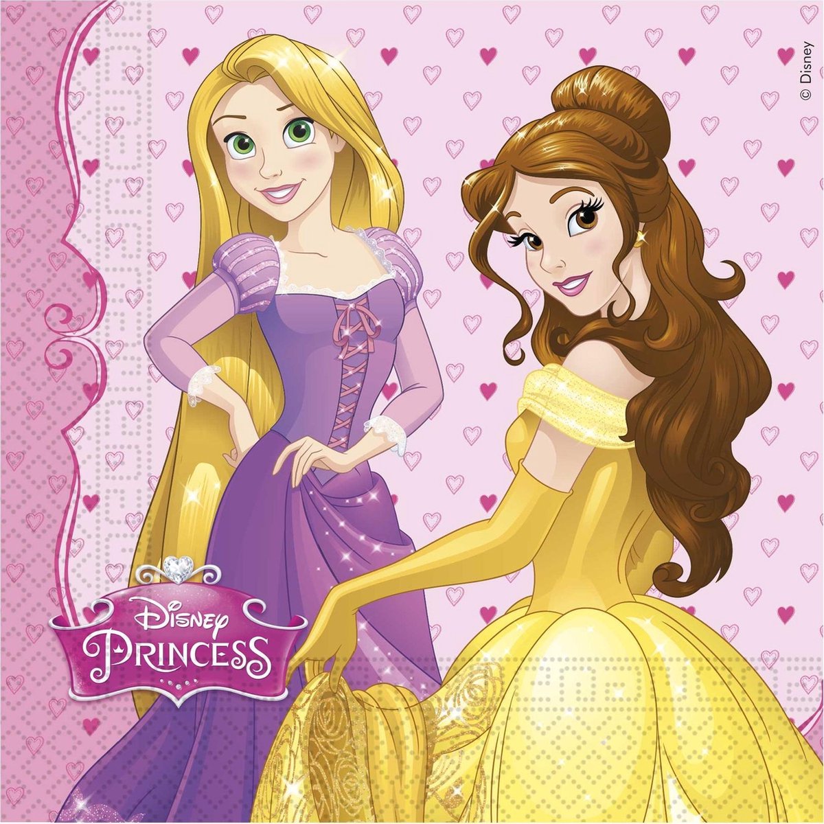 PROCOS - 20 papieren Disney Dreaming Princesses servetten - Decoratie > Serpentine