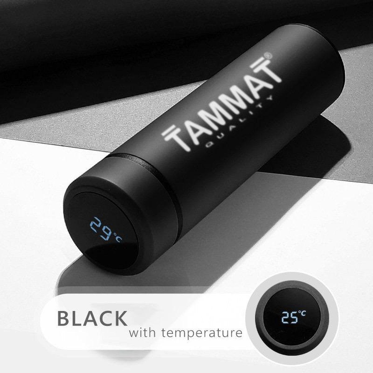 Slimme Thermosfles met LCD temperatuur Display - Curver Isolatiefles 450 ML - Rubber Coating - Dubbelwandige Thermosfles - Thermosbeker - Isoleerfles - Thermoskan - Travel Mug - bidon drinkfles - Koffiebeker - Drinkflessen - RVS - Smart Thermos