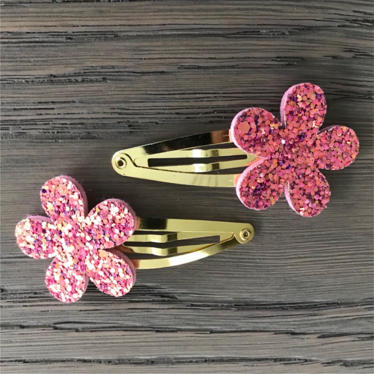 Haarspeldjes Glitter Bloem Roze