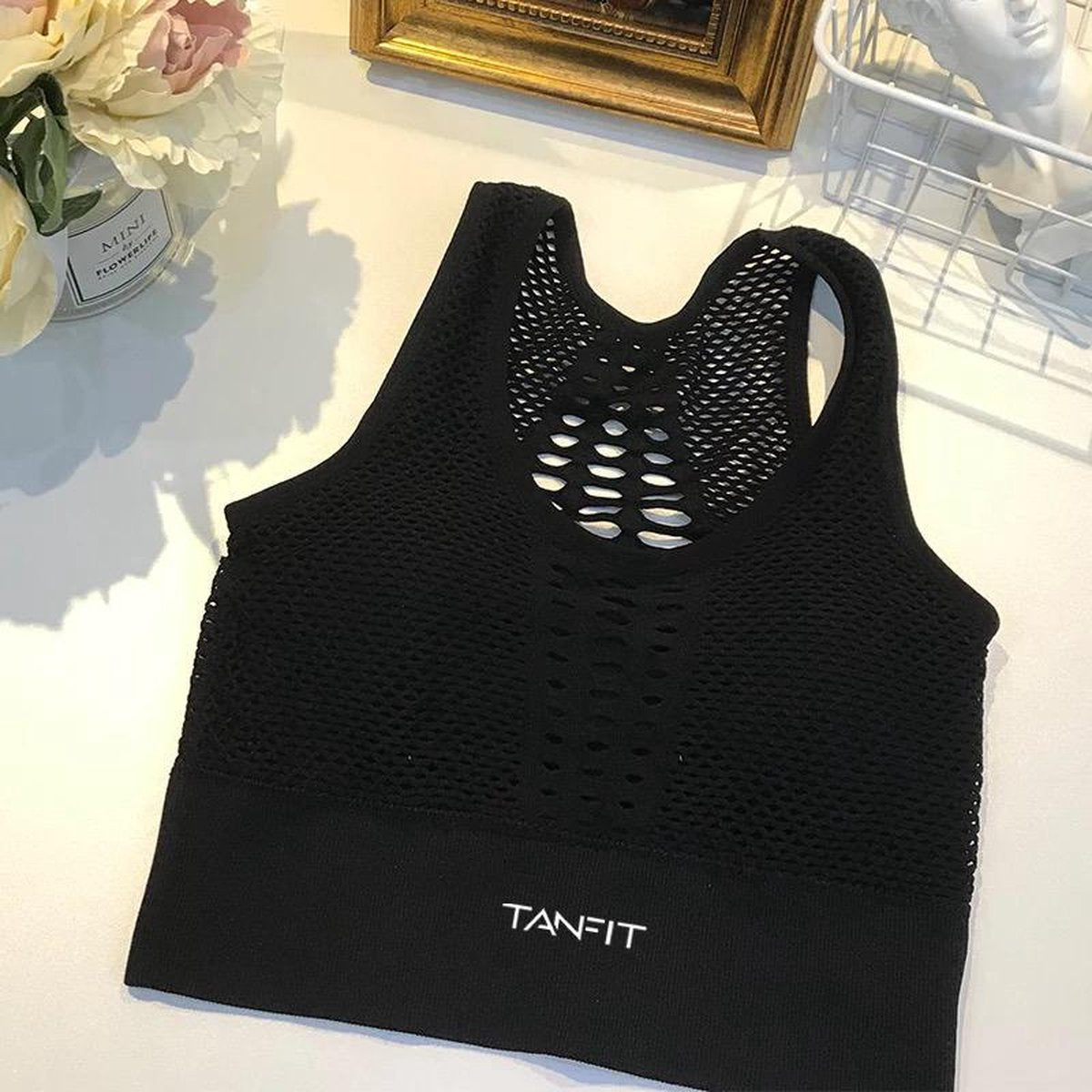 Fancy Mesh Sport bh - L - zwart