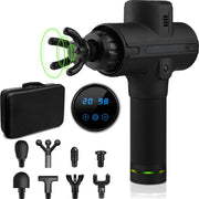 Massage Gun - LCD & Luxe opberg koffer - 20 Snelheden met 8 opzetstukken - Zwart - spierpijn - sport blessures