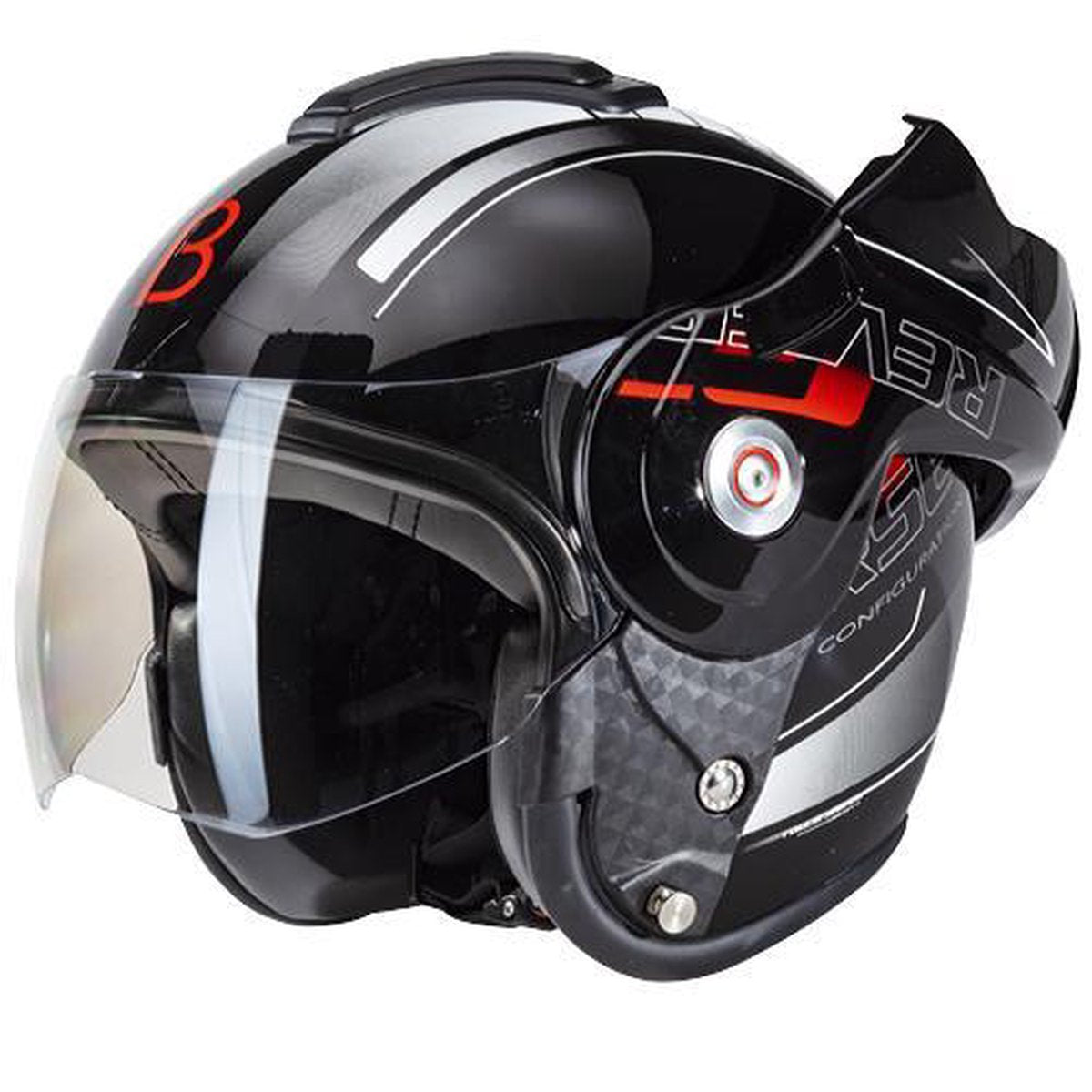Beon B702 GT Systeemhelm Scooterhelm Motorhelm Glans Zwart - Maat XXL / 62 cm