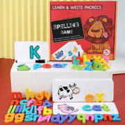 Houten Spelling Woorden Puzzel Game Set Engels 26*2 hout letters + 26 dubbelzijdig Engelse woordkaarten - Erkenning Speelgoed Kinderen Voorschoolse Ontwikkeling Speelgoed Delen