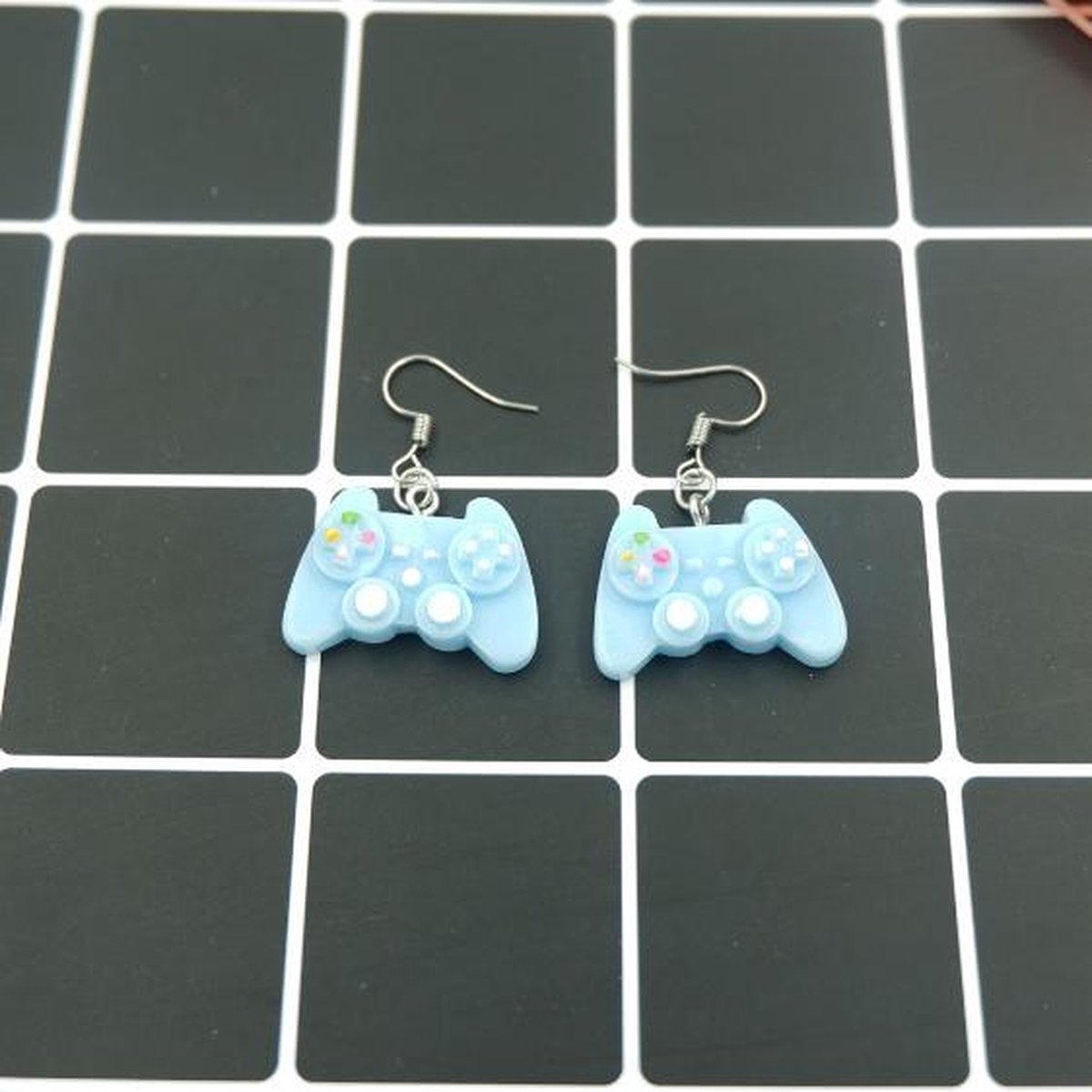 Console XDoos Controller StayStation Blauwe Oorbellen Gamer Otaku Geek e-girl Internet Hypes Meme Sieraad Oorbellen Festival Feestje Verkleedthema