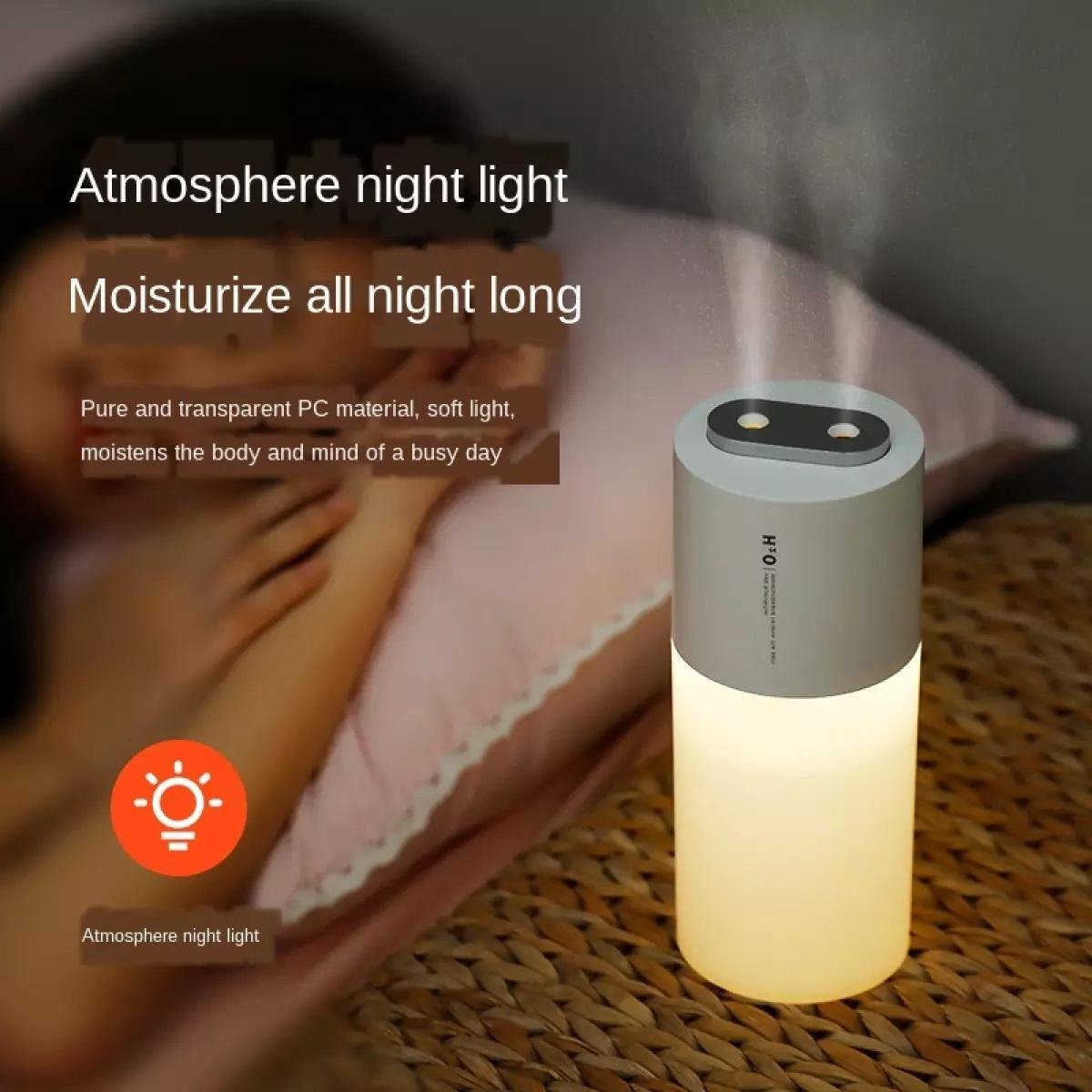 H2O Dubbele Luchtbevochtiger RVS - 400ML - Geur Verspreider - Luchtbevochtiger - Luchtbevochtiger met Aromatherapie - Diffuser Aromatherapie - Led Verlichting - Diffuser - Aroma Diffuser - Incl. 1 Gratis Filter