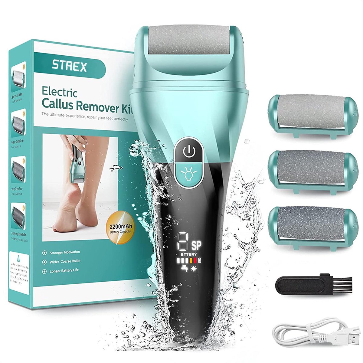 Strex Elektrische Eelt Verwijderaar - Eeltvijl / Eeltrasp / Voetvijl – Waterdicht & Oplaadbaar - Pedicure Set