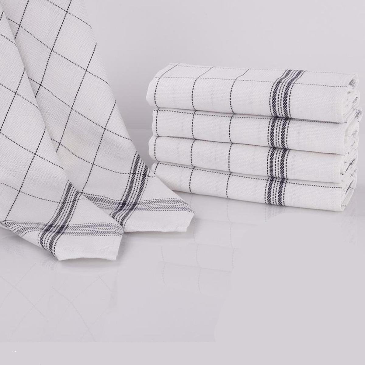 Homéé® Theedoeken Belgische ruit  zwart 100% Katoen - set van 12 Stuks -70x70cm
