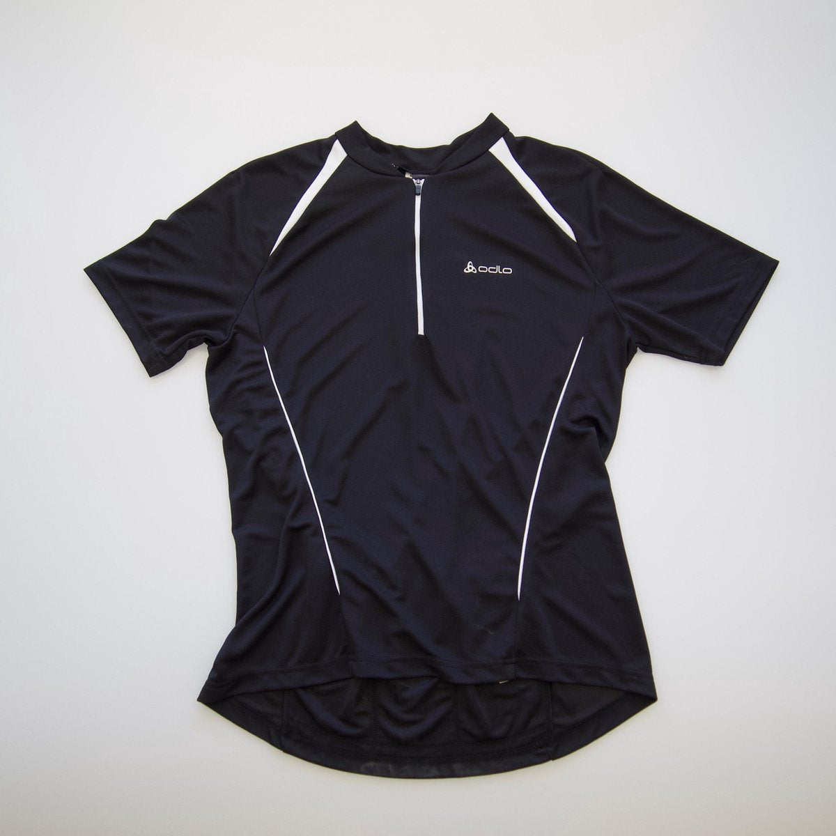 Fietsshirt Heren – Odlo – Korte Mouw en Rits – Zwart/Wit maat M