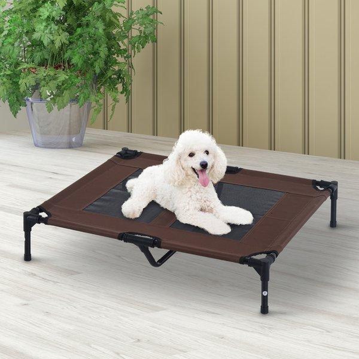 Ventilerend Honden Ligbed - Hondenbed Stretcher - Dierenbed - Hondenstretcher Bed Op Poten - Medium - Bruin - 92*76cm