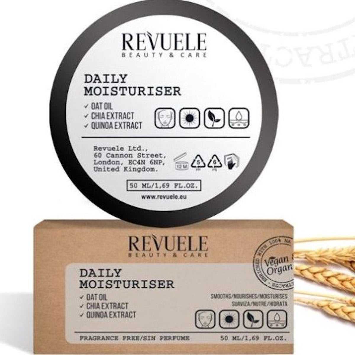 Revuele Vegan & Organic Daily Moisturiser 50ml.
