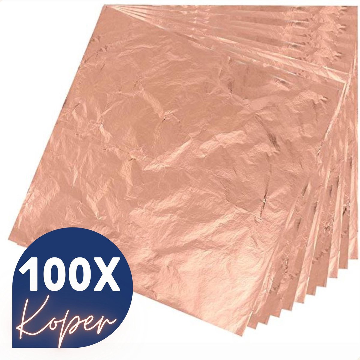 Bladmetaal – 100 vellen - KOPER - Imitatie bladgoud –  GROTE VELLEN >> 16*16cm - A-kwaliteit