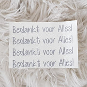 4 stuks sticker cadeau juf tekst set bedankt  bedanken juffen juffendag meester meesterdag  afscheid einde jaar schooljaar groep klas  schooljaar