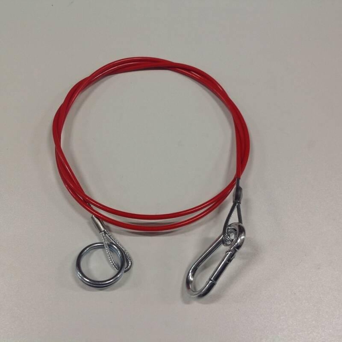 Breekkabel 1450mm karabijn haak en ring 30 rood