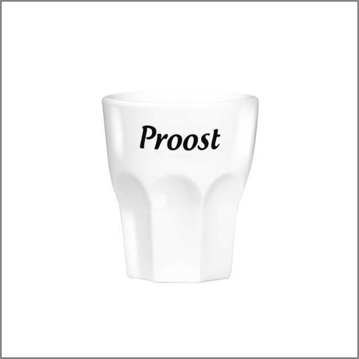 6 onbreekbare Shot glaasjes - Borrel glaasjes - met tekst - Proost