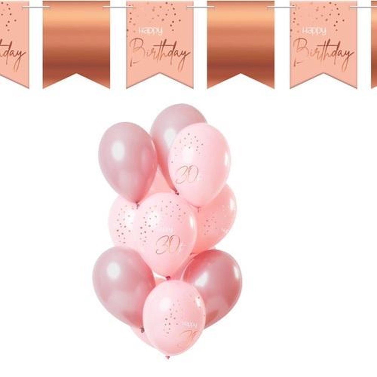 Elegant Lush 30 Jaar | Slingers | Ballonnen | 30 | Roze | Roségoud | Happy Birthday | Verjaardag | Decoratie Set | Versiering | Feestje