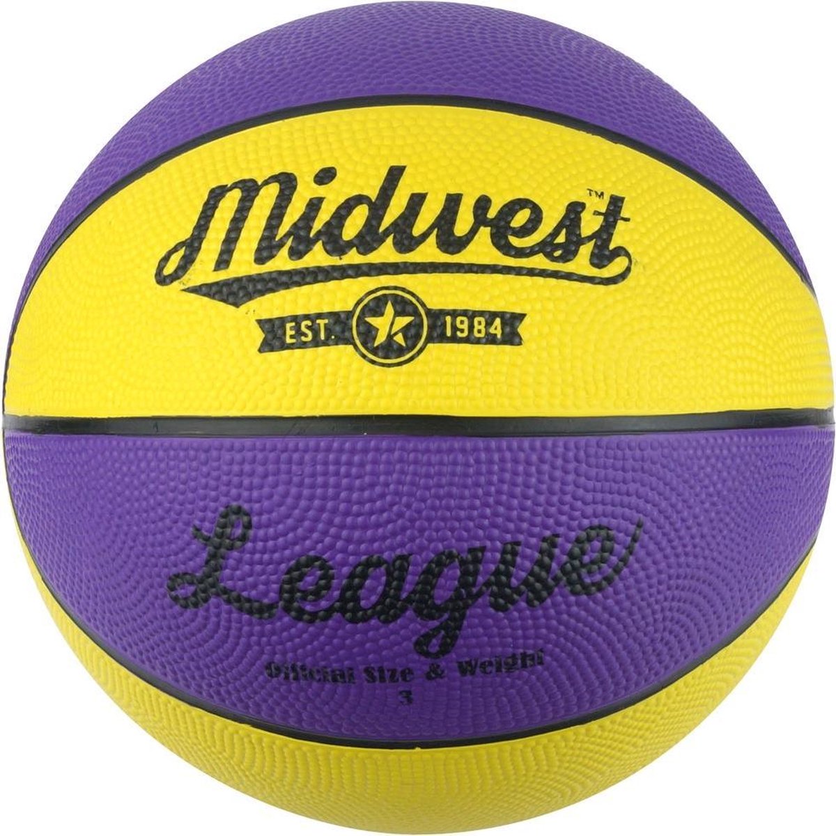 Midwest Basketball League Rubber Geel/paars Maat 3