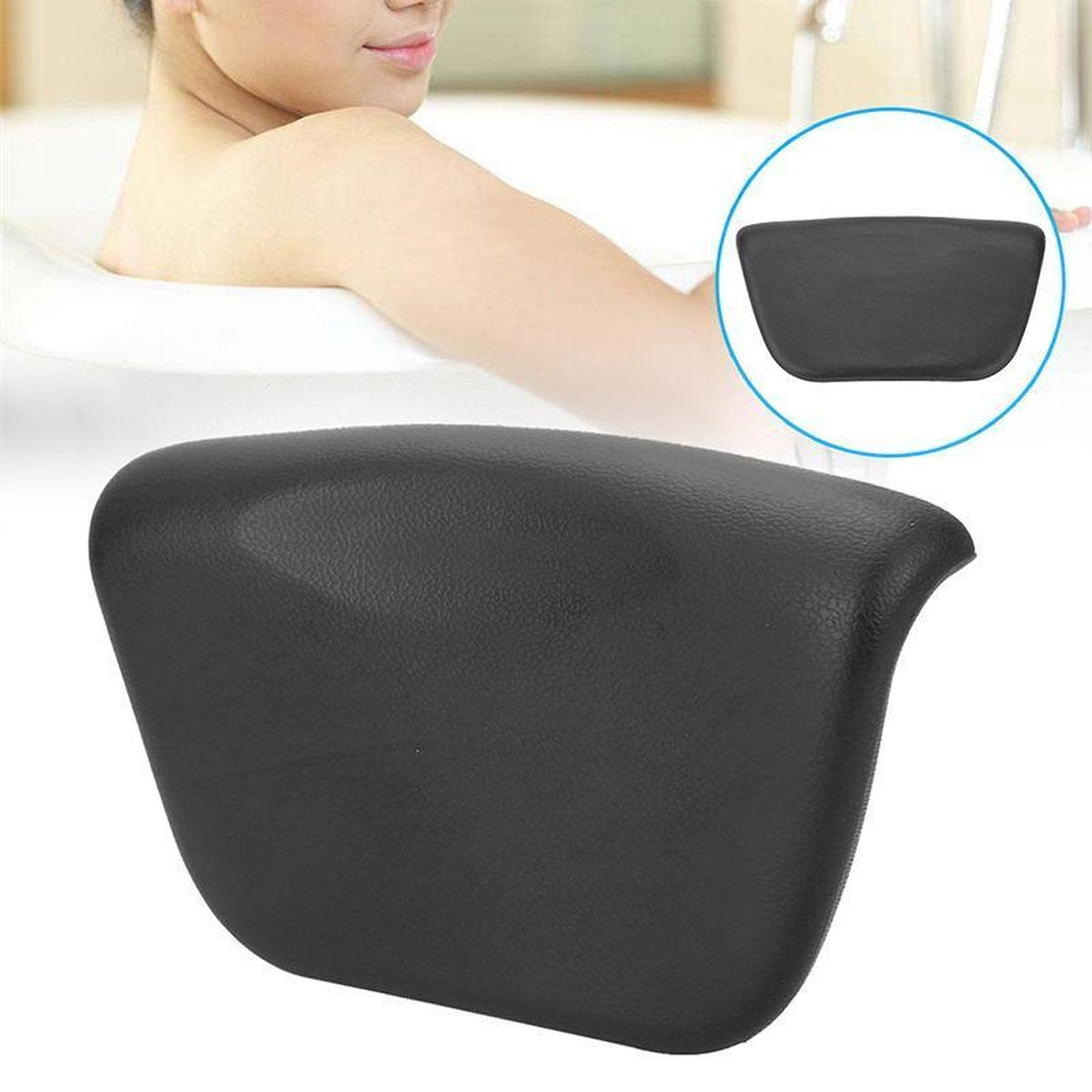 PureBath- Luxe Spa Badkussen- Hotel- Anti-slip- Zuignappen- Zwart