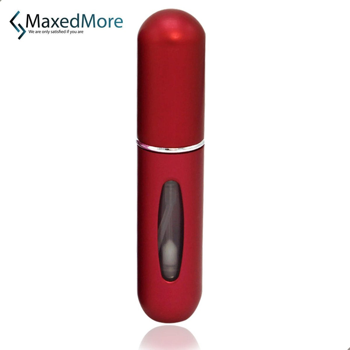 MaxedMore Navulbare Parfumverstuiver 5ml Rood - 65 Keer Spraybare Parfum Verstuiver - Hervulbaar Tasverstuiver voor Parfum - Meeneem Mini Geur Flesje voor op Reis - Lipstick Formaat Navulbaar Parfumflesje