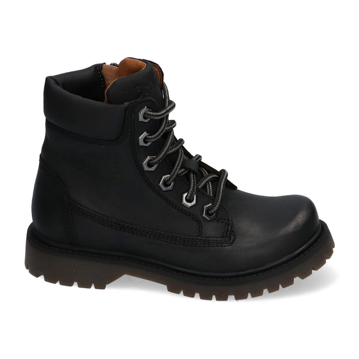 Braqeez Bas Boot Jongens Veterboots - Zwart - Leer - Veters