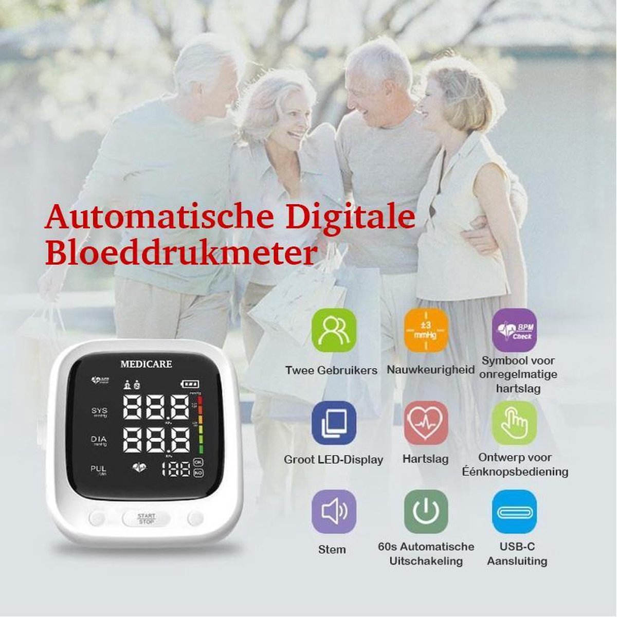 Medicare Bovenarm bloeddrukmeter - Wit