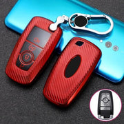 Voor Ford Smart 4-knops auto TPU sleutel beschermhoes sleutelhoes met sleutelring (rood)