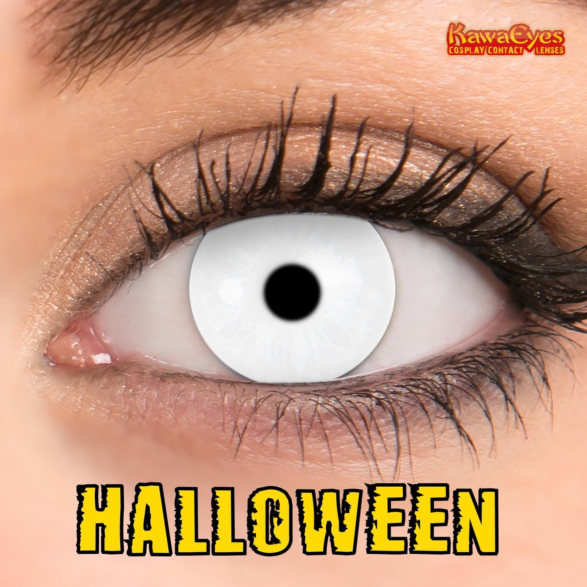 Halloween Actie Kawaeyes Kleurlenzen Full White - Incl. Lenzenvloeistof en Lenzendoosje