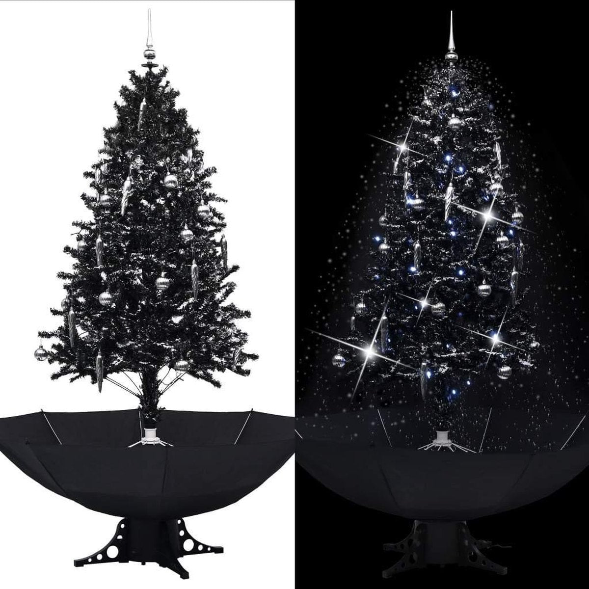 Medina Kerstboom sneeuwend met paraplubasis 190 cm PVC zwart