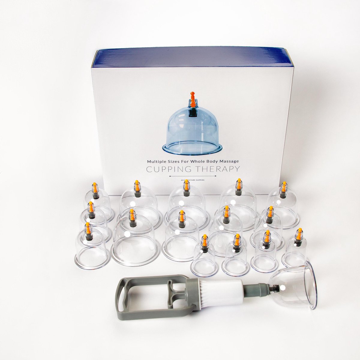 Cellulite Cups - Cupping Set - 16 Cups - Anti Cellulitis - Inclusief Vacuum Pomp - Massage cups van siliconen - Tegen gespannen spieren en cellulites