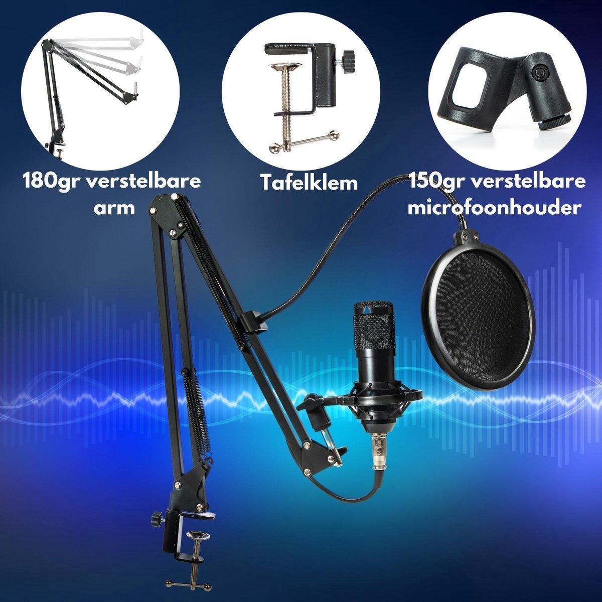 CPKG Condensator USB Microfoon met Arm - Cardioide Polair Patroon - PC
