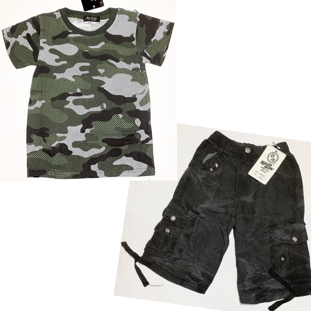 S&C army set - legerbroek + camouflage shirt - groen - maat 104/110