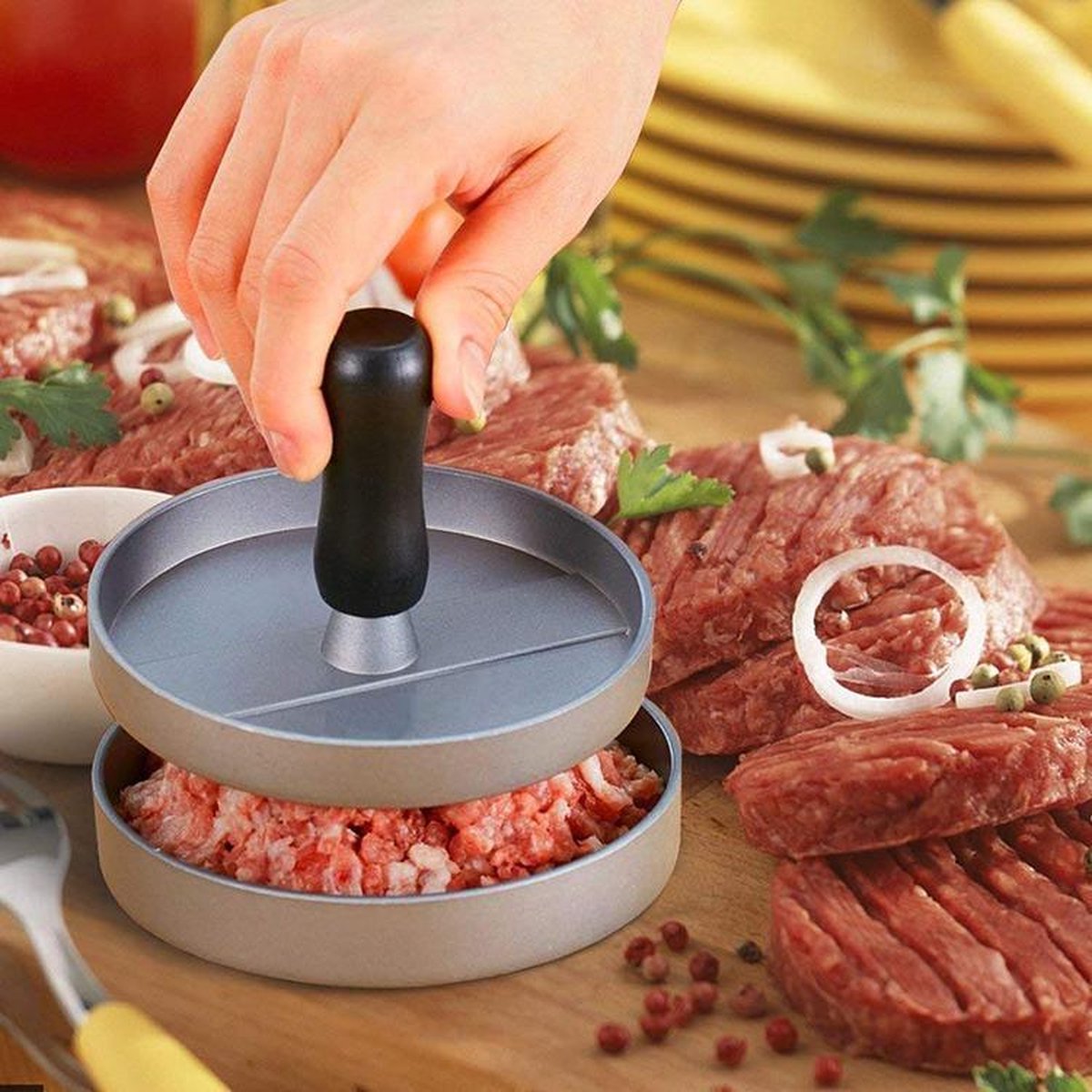 Hamburgerpers - Antiaanbaklaag - BBQ Set - Hamburgermaker - Aluminium - Burger Press - Burgermaker