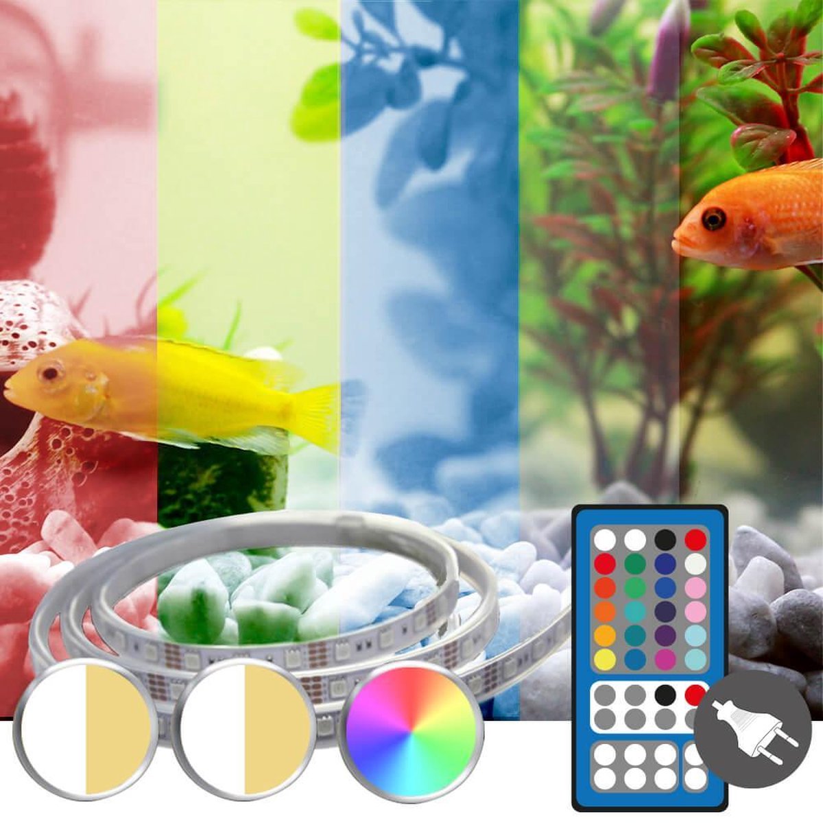 Led strip RGB + 2x koud wit led strip: 70-100 cm complete set