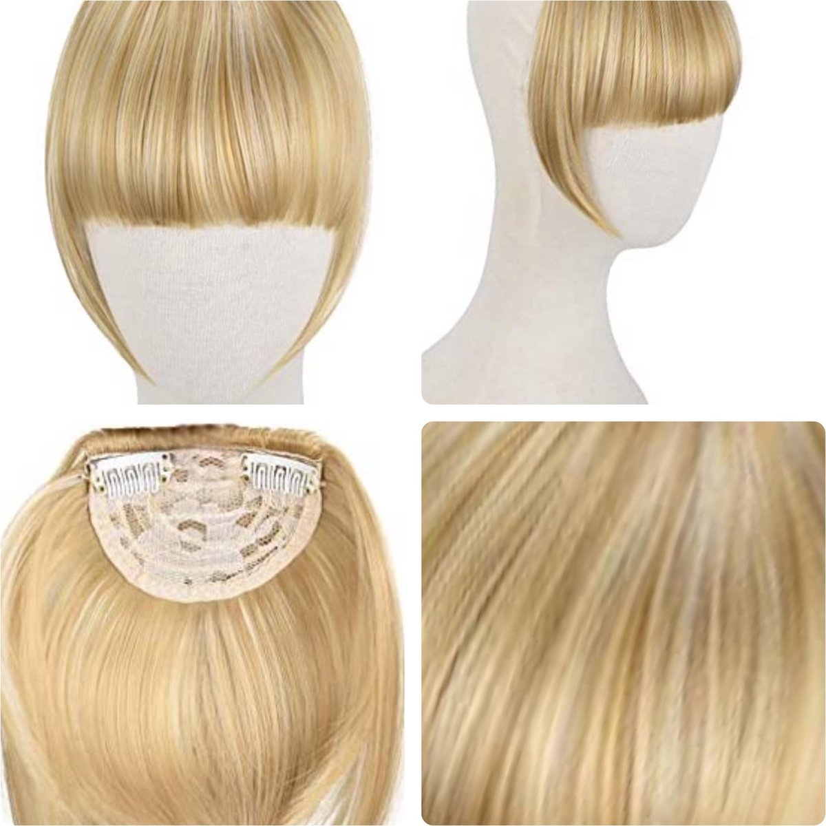 Clip In Pony Haarpony Fringe Bangs Hairextensions HONEY MIX BLOND