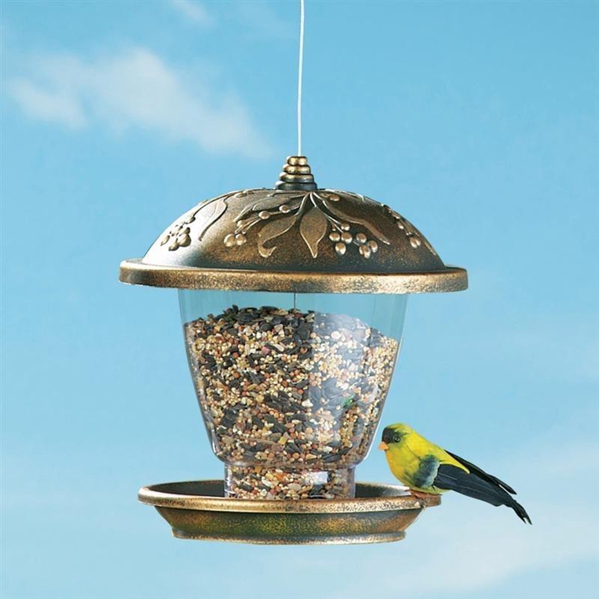 Dierplezier - Voederhuisje - Vogel voederbak - Hang voerderbak vogels - Voeder of drinkbak vogels - Bronzen vogel voederhuisje - Voederhuisje voor op te hangen