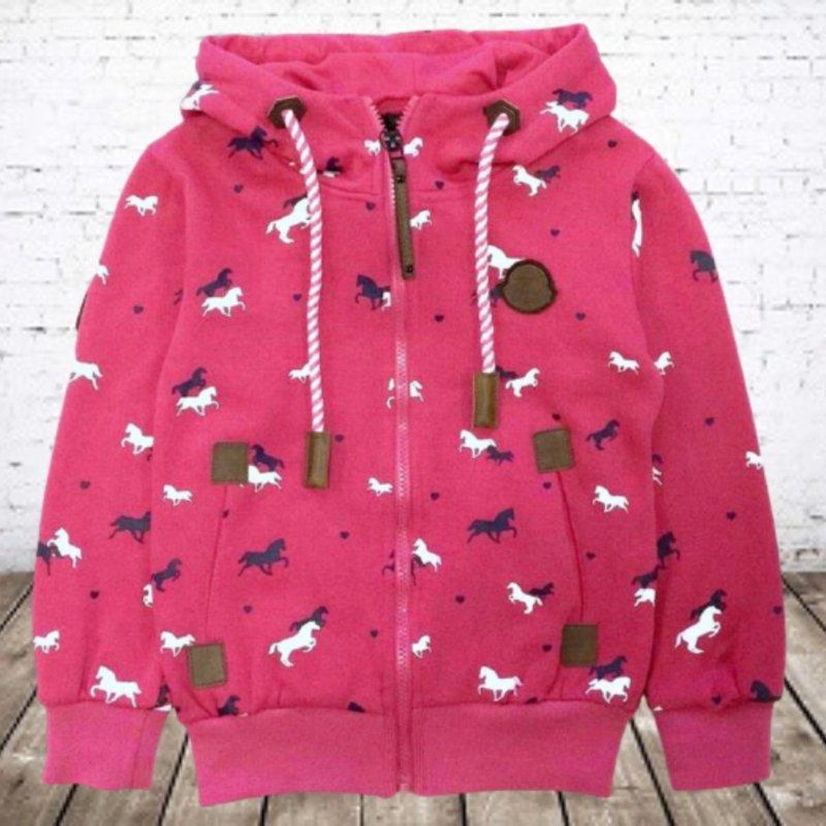 S&C Vest met paarden roze 163 - 98/104