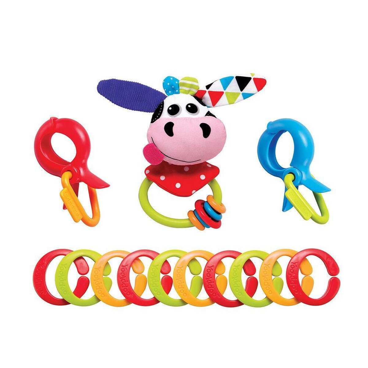 Yookidoo Rammelaar - One Size - Clips Rattle 'N' Links - Cow