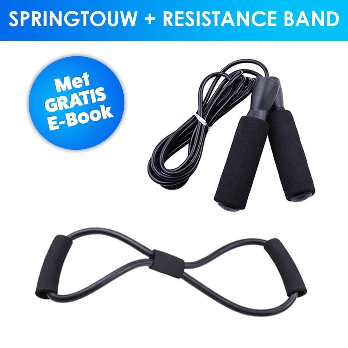 Springtouw | Resistance band | Fitness | Volwassen | Kinderen | Thuis sporten | 8-Shape| Cestgoods